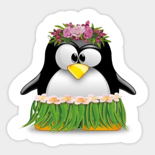 'Hawaiian Cartoon Penguin' Awesome Penguin Summer Gift Sticker